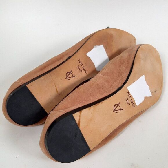 Women's Vince Camuto Nude Suede Leather Cap Toe Ballet Flats / Size: 7 - Picture 6 of 8